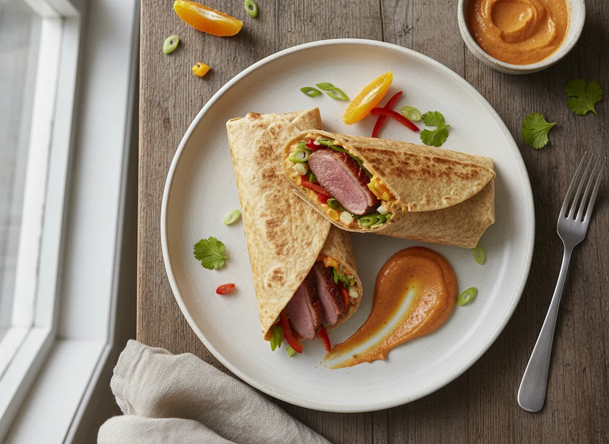Duck Breast Fillet Wrap with Sauce photo