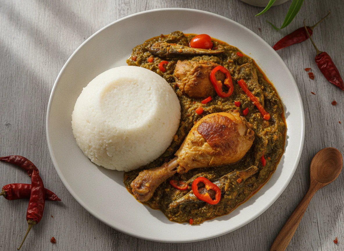 Efo Riro with Pounded Yam photo