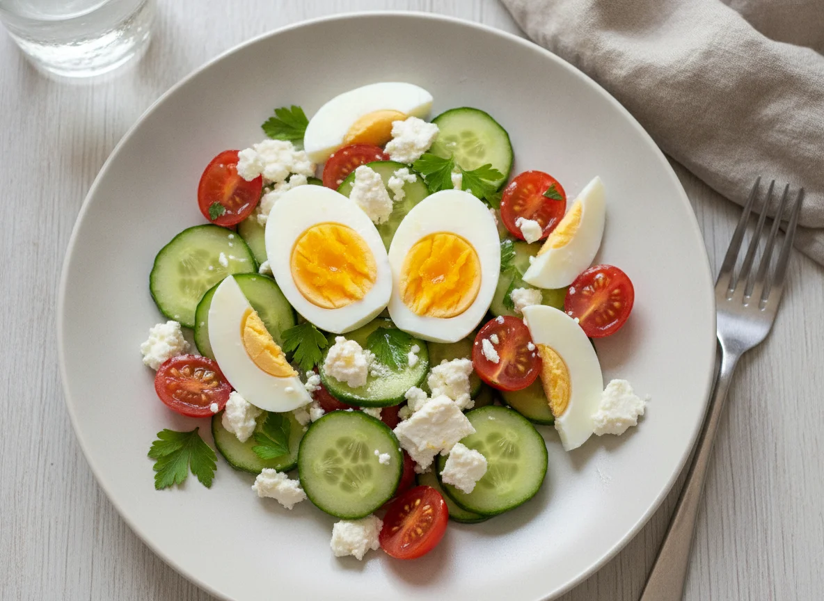 Egg and Feta Salad with Vegetables photo
