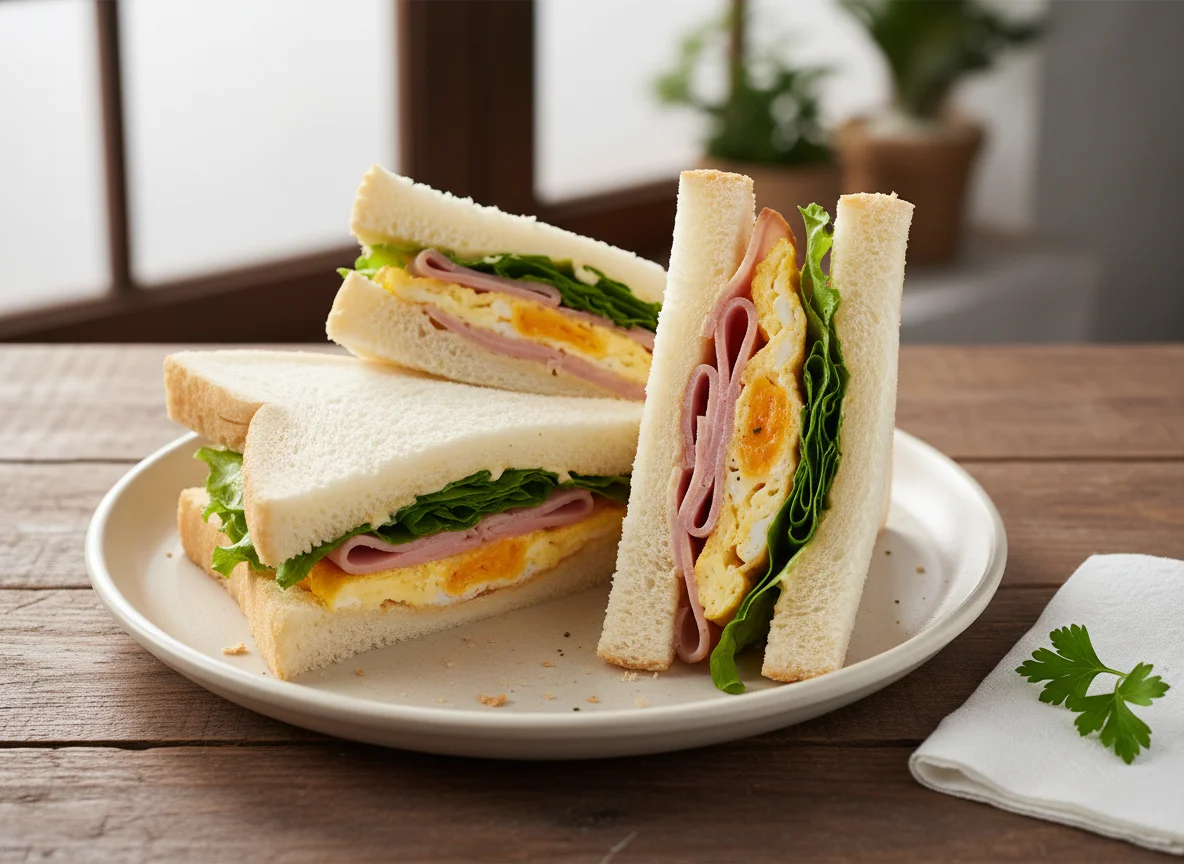 Egg and Ham Sandwiches photo
