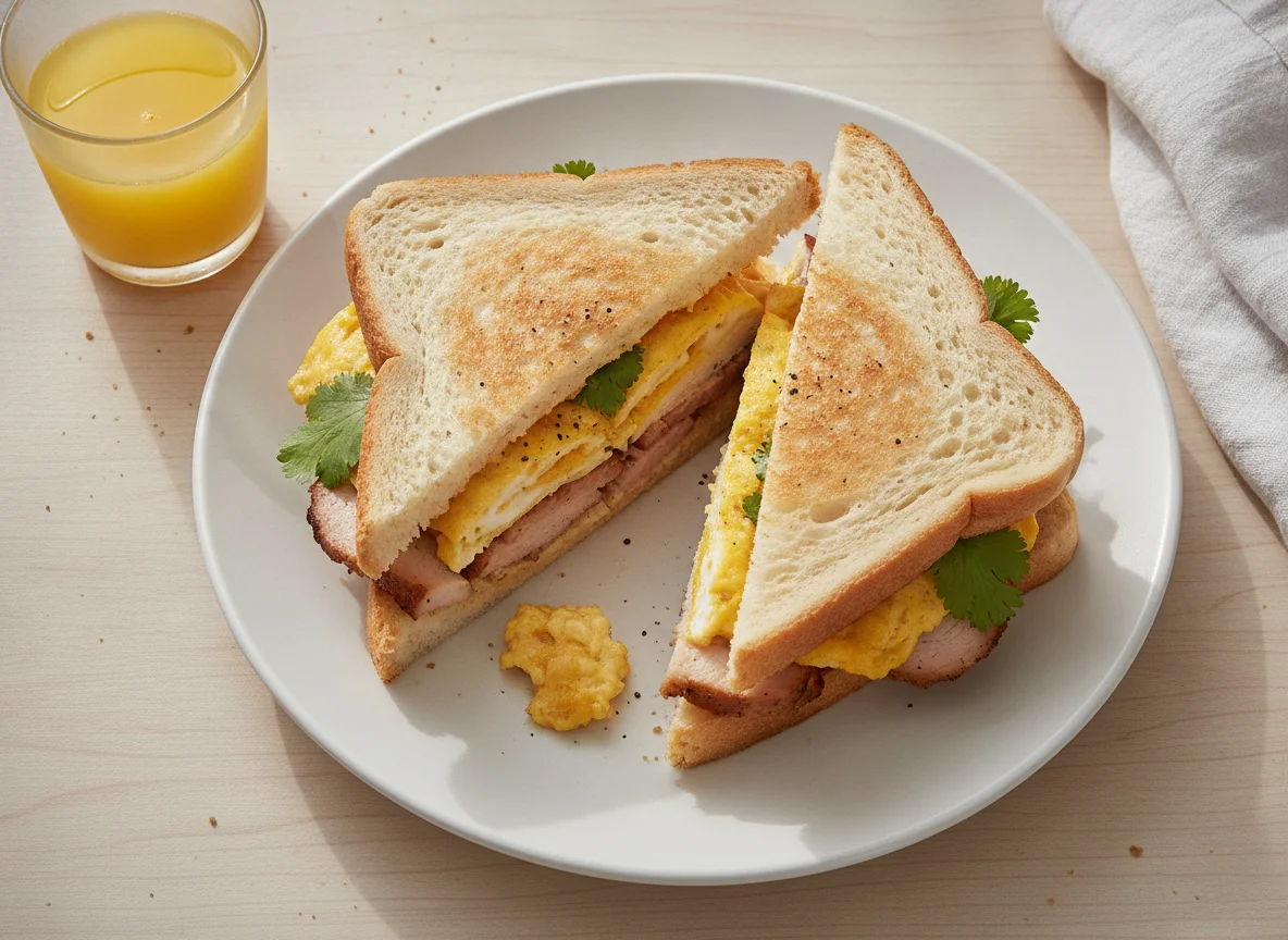 Egg and Meat Sandwich photo