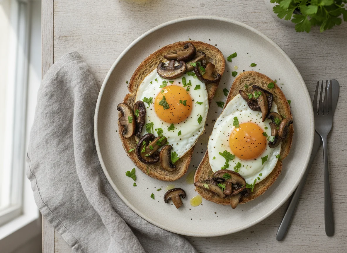 Egg and Mushrooms on Toast photo
