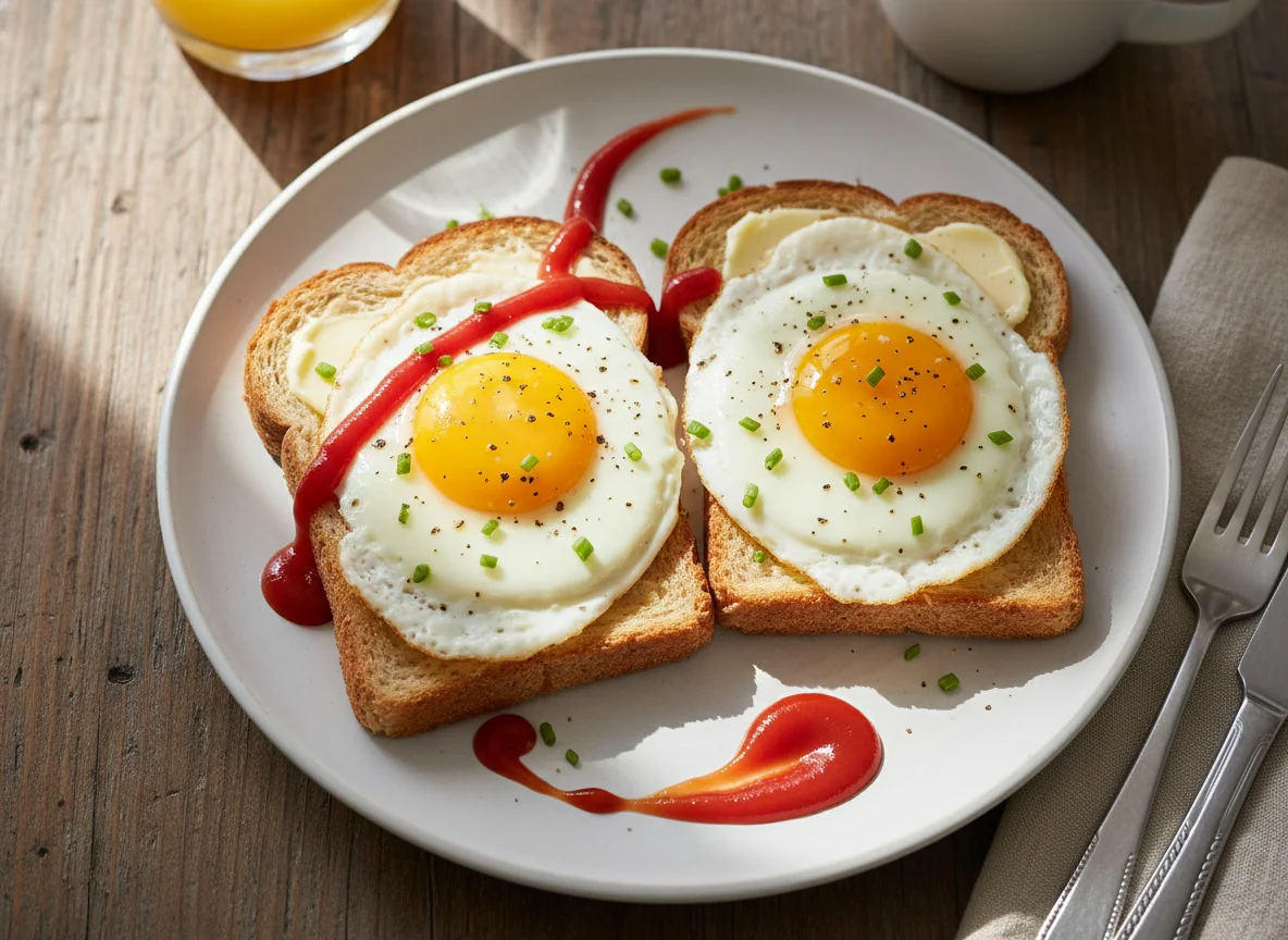 Egg and Toast with Ketchup photo