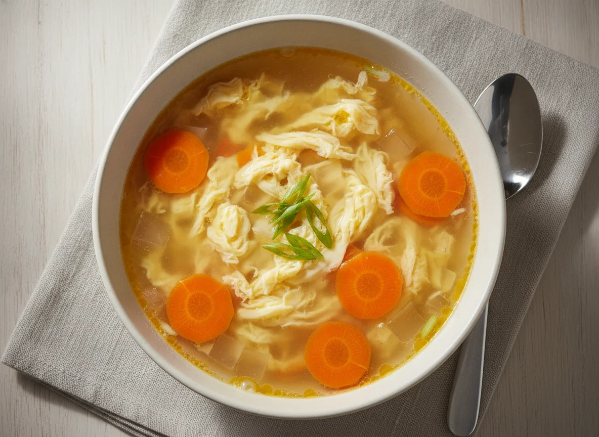 Egg drop soup with carrots photo