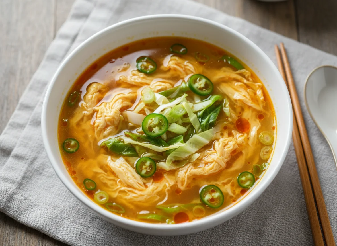 Egg Drop Soup with Chili and Vegetables photo
