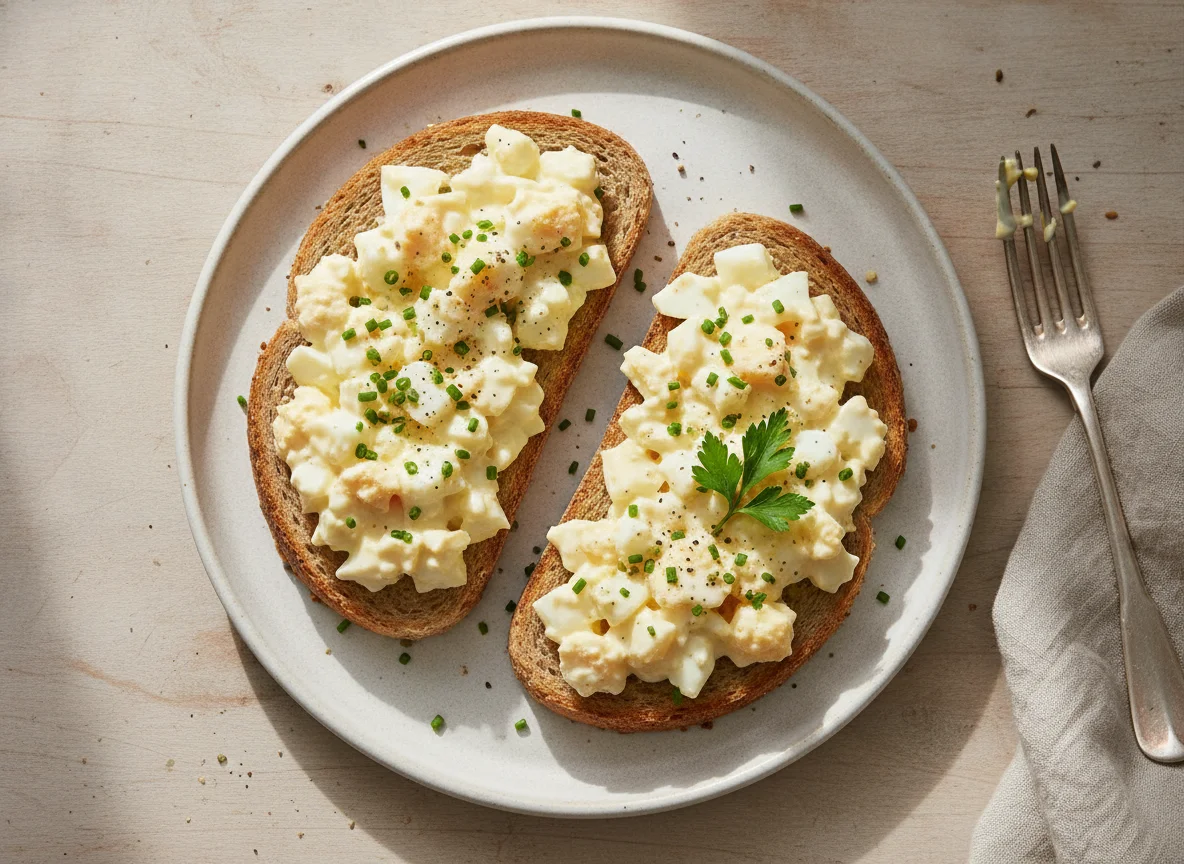 Egg mayonnaise on wholemeal toast photo