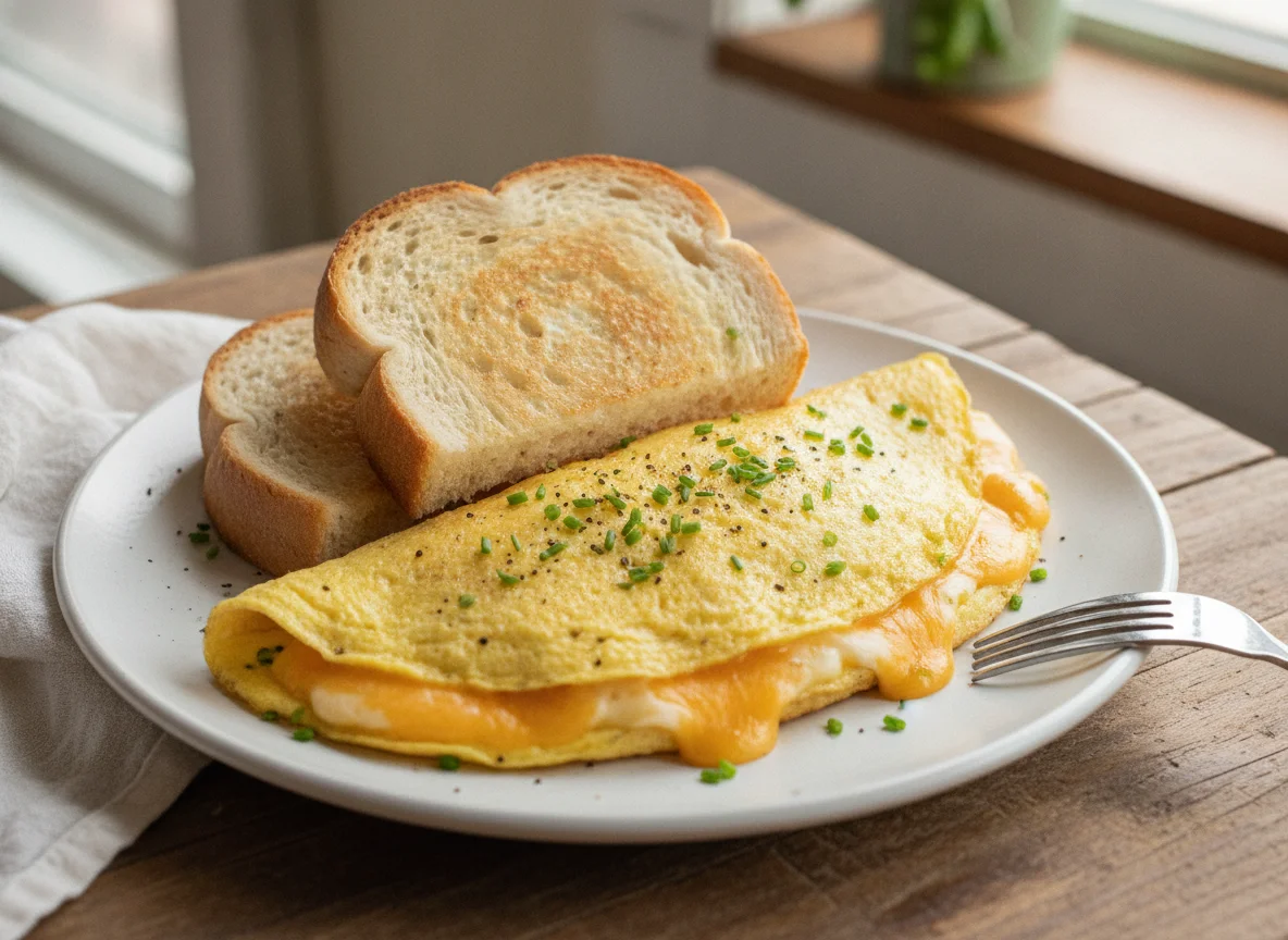 Egg Omelette with Cheese on Toast photo