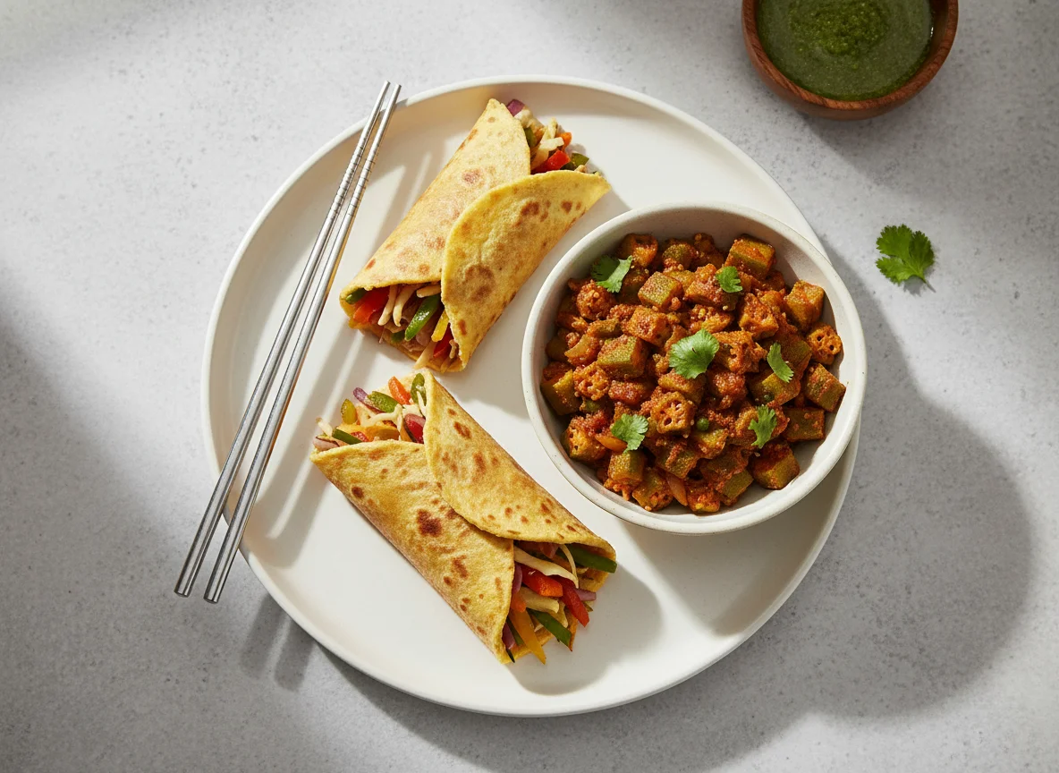 Egg Roll with Bhindi Masala photo