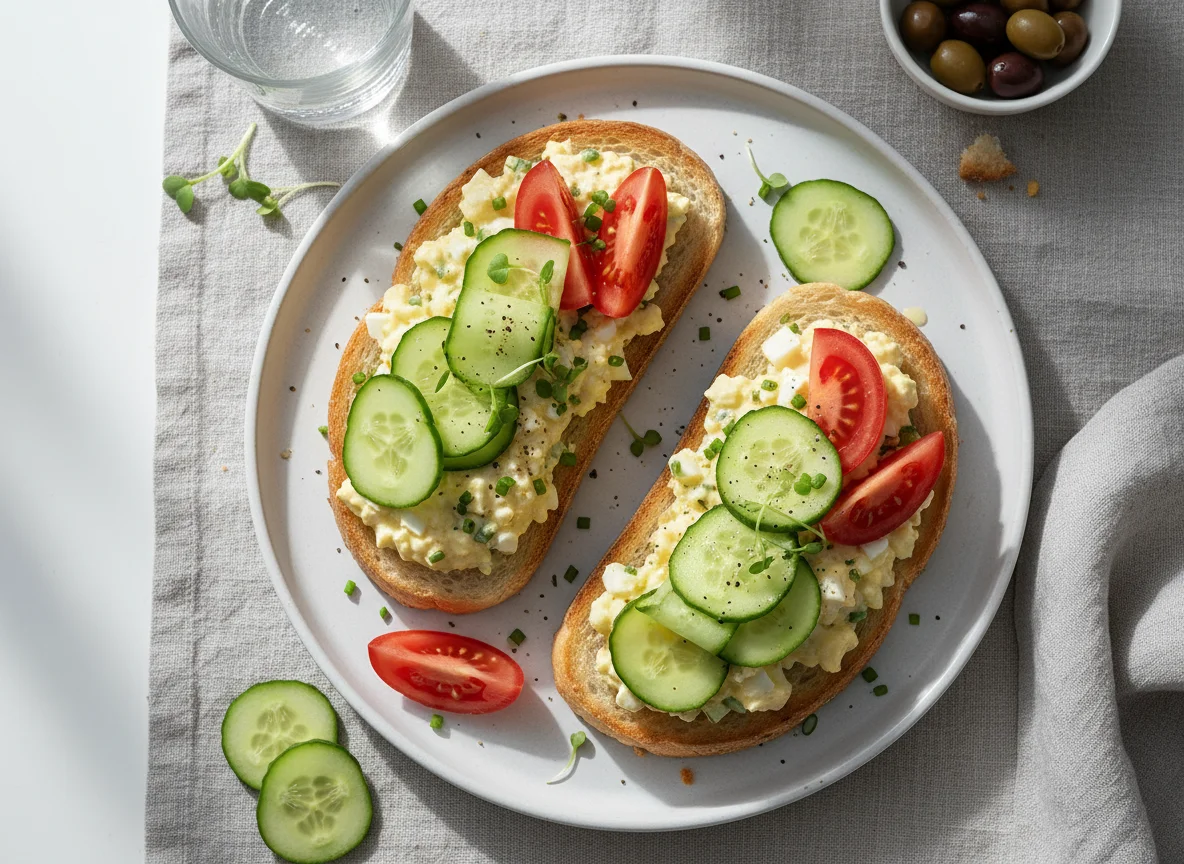 Egg Salad Toast with Vegetables photo