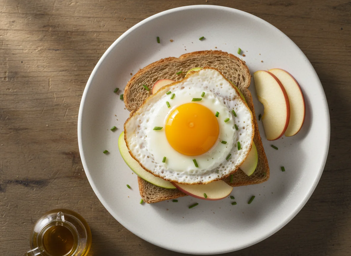 Egg Sandwich with Apple Slices photo