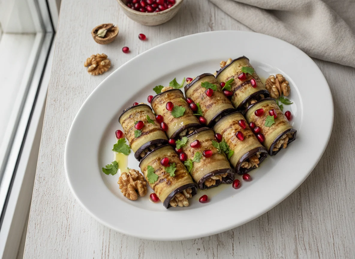 Eggplant roll with walnut paste photo