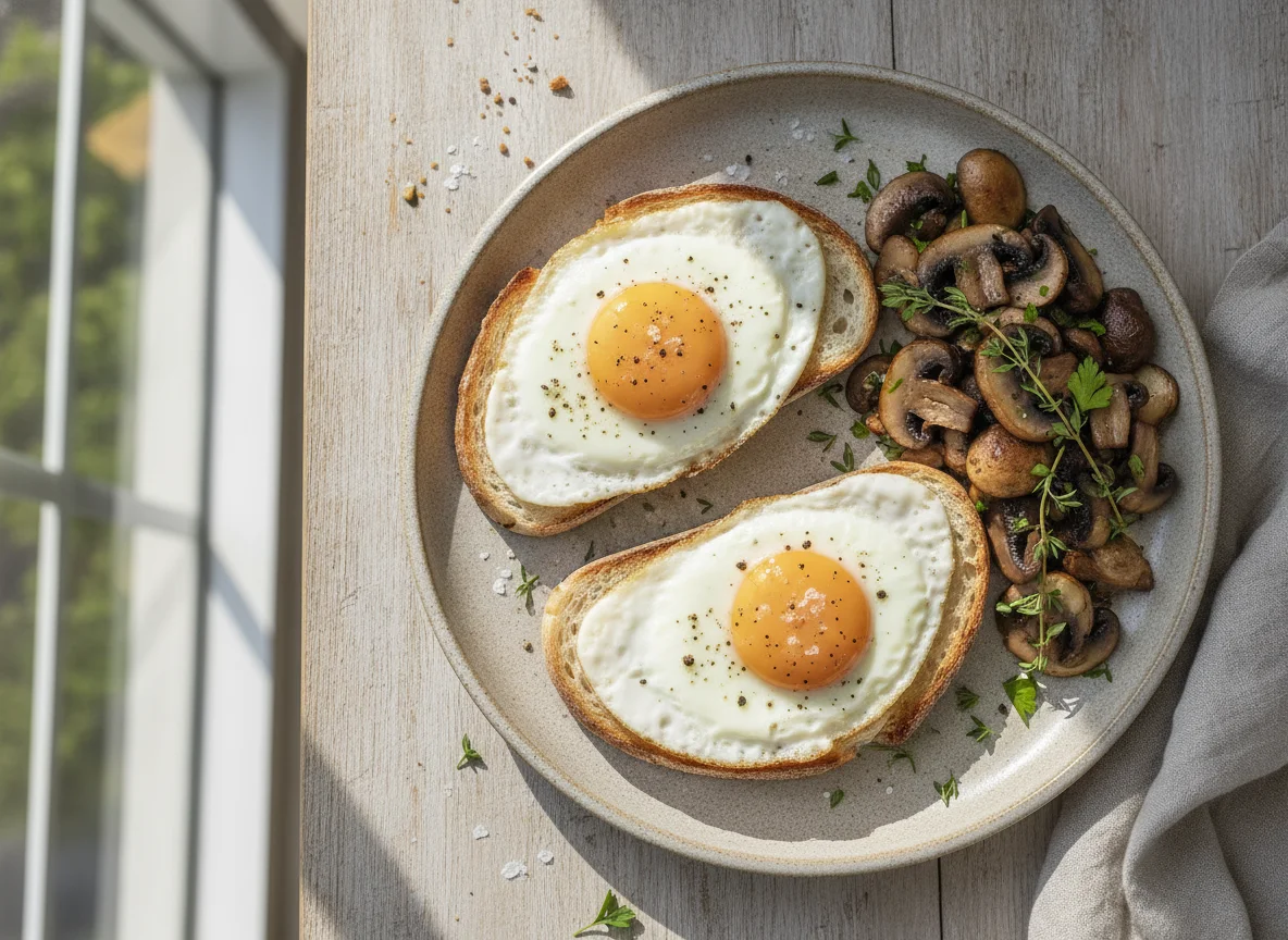 Eggs and Mushrooms on Toast photo