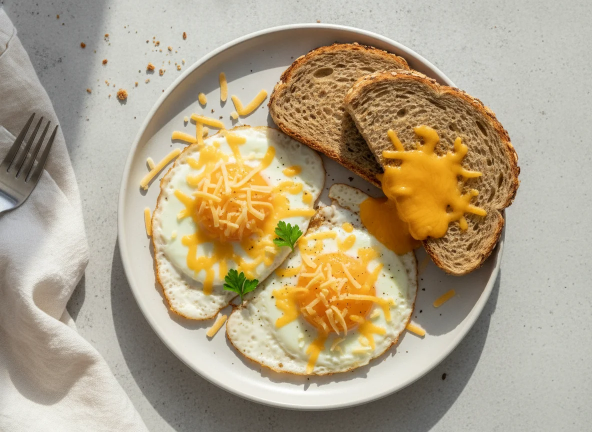 Eggs and Toast with Cheese photo