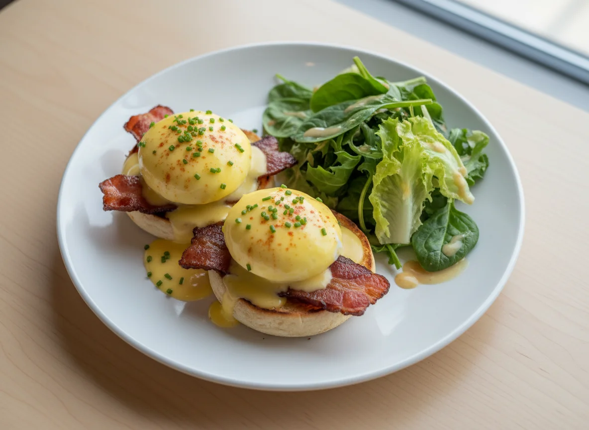 Eggs Benedict with Side Salad photo