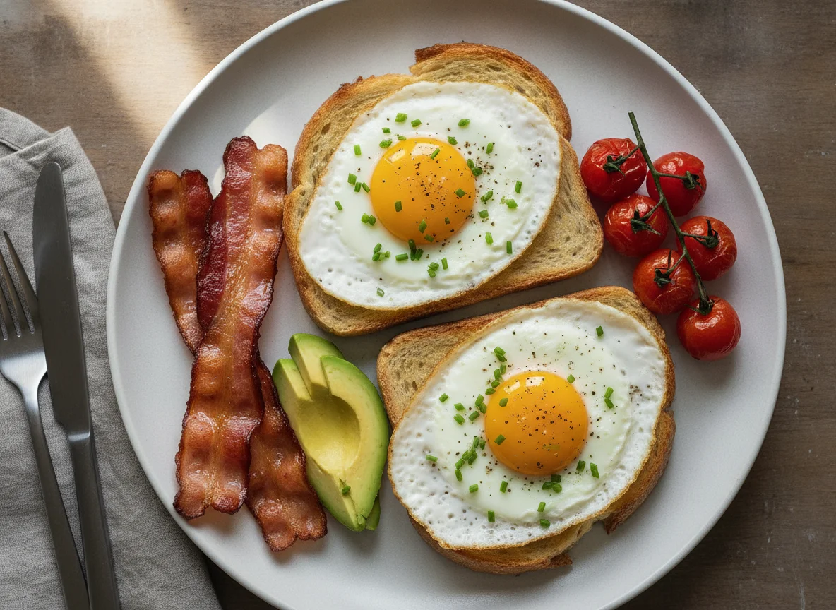 Eggs on Toast with Bacon photo