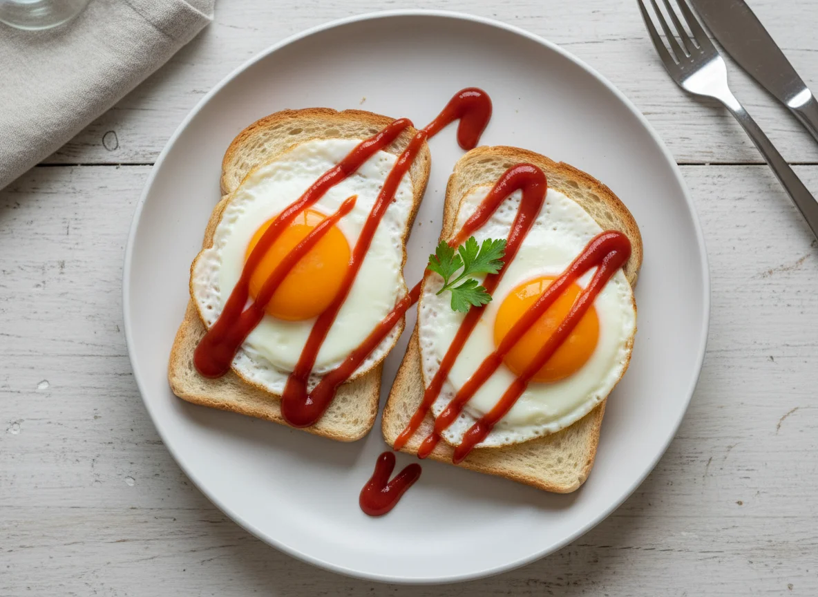 Eggs on Toast with Ketchup photo