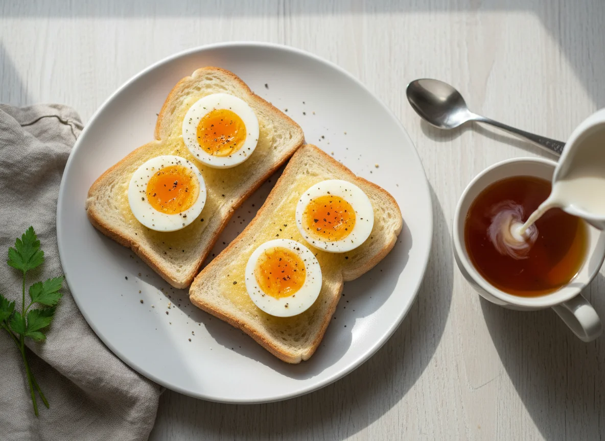 Eggs on Toast with Tea photo