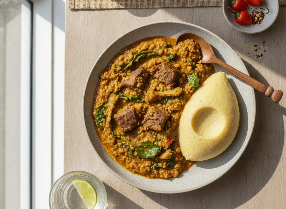 Egusi Soup with Eba photo