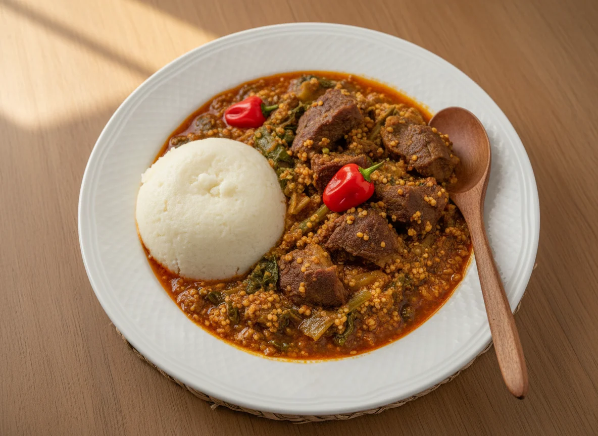 Egusi Soup with Fufu photo