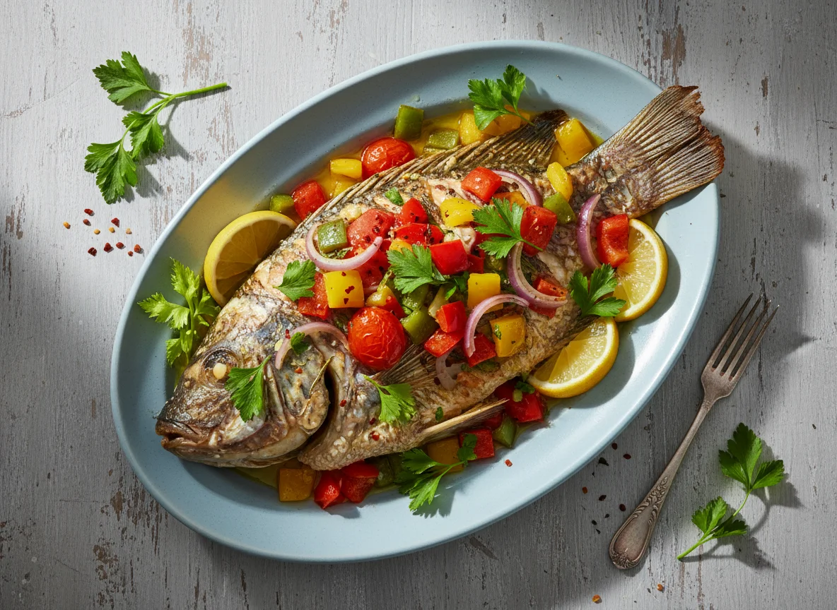 Egyptian Baked Fish with Vegetables (Singary) photo