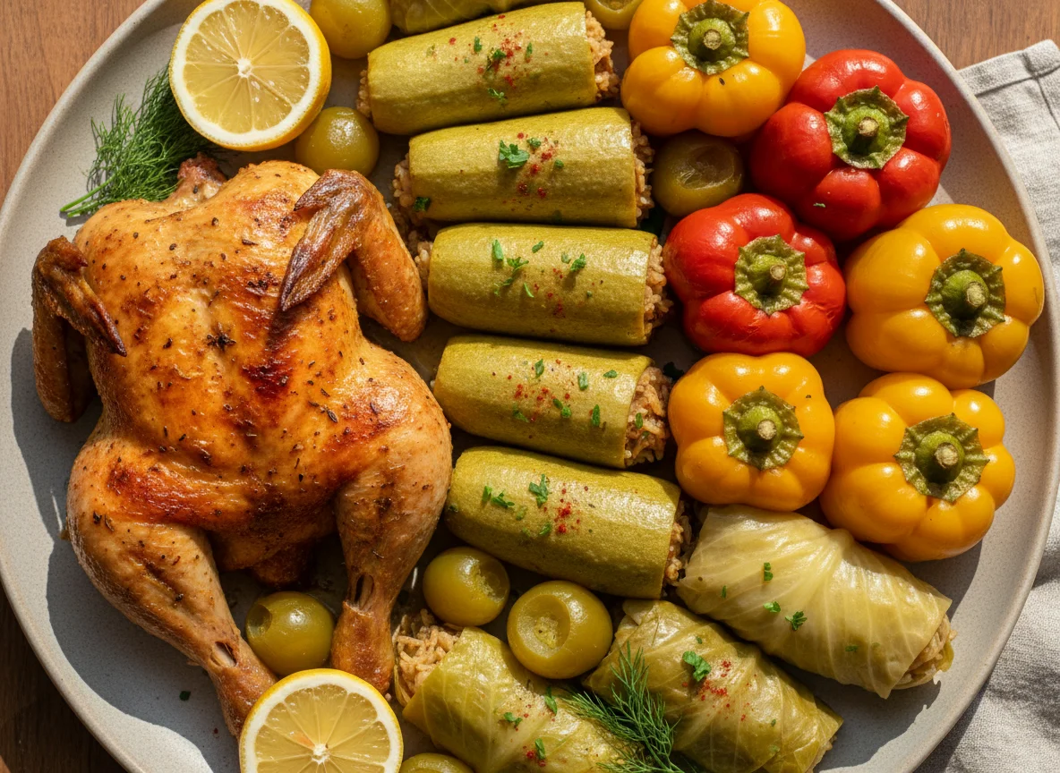 Egyptian Mahshi and Roasted Chicken photo