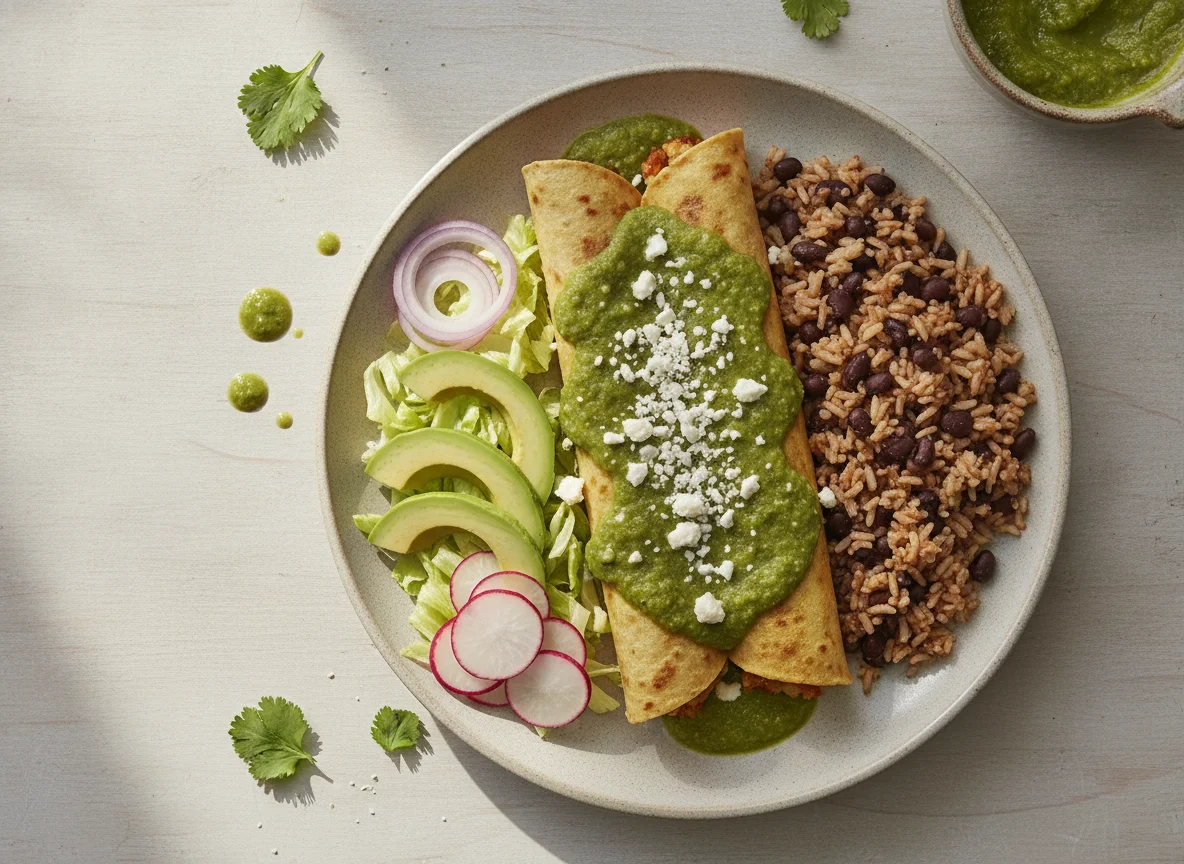 Enchiladas with Brown Rice and Black Beans photo