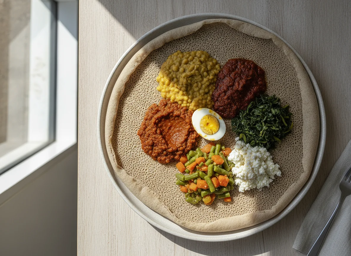 Ethiopian Injera Platter (Beyaynetu) photo