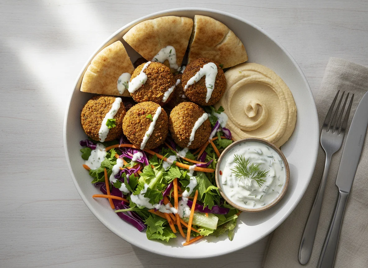 Falafel Bowl with Pita and Hummus photo