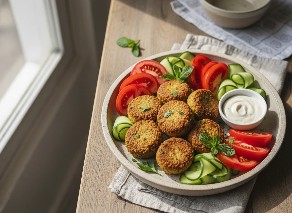 Falafel with side vegetables photo