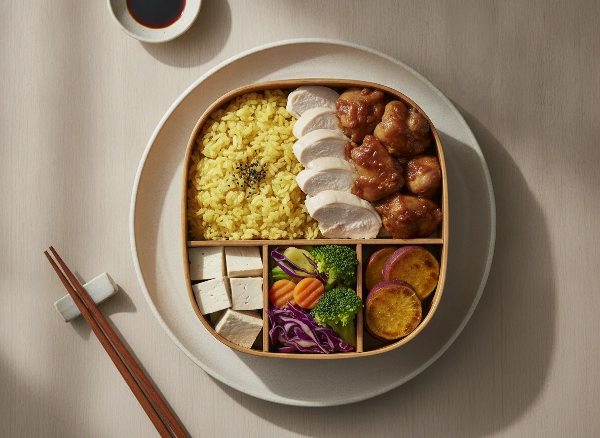 Family chicken breast bento photo