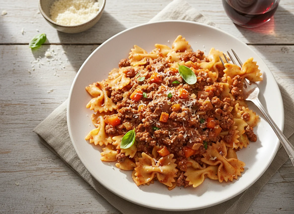 Farfalle with Bolognese Sauce photo