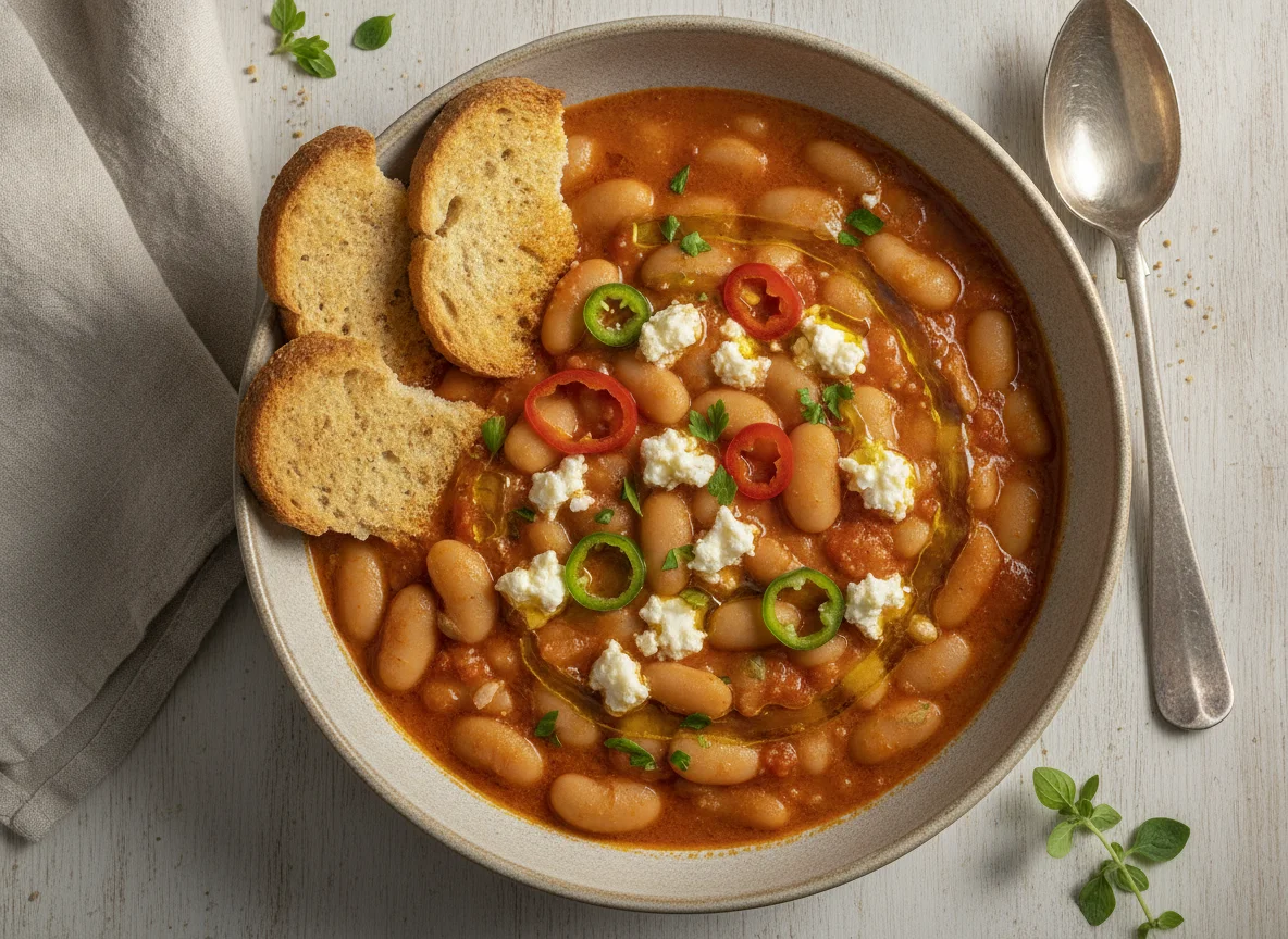 Fasolada with Feta and Rusks photo