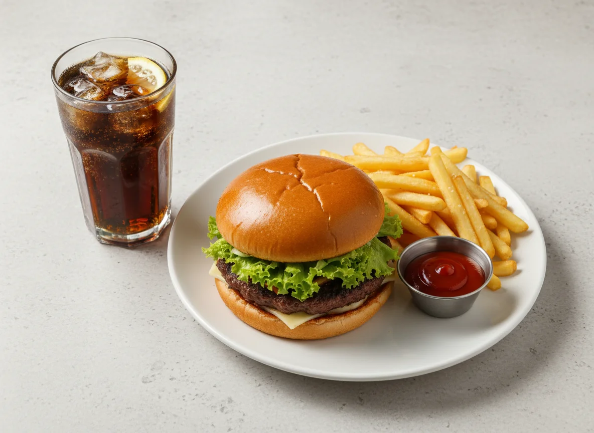 Fast Food Meal (Burger, Fries, Drink) photo