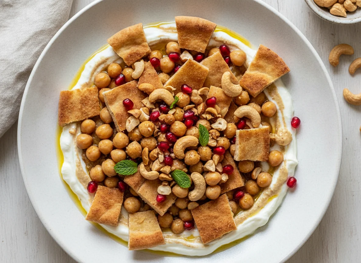 Fatteh with Cashews and Pomegranate photo