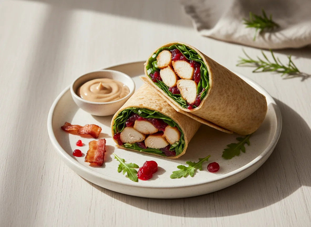 Festive Chicken & Bacon Wrap with Gravy Mayo Dip photo