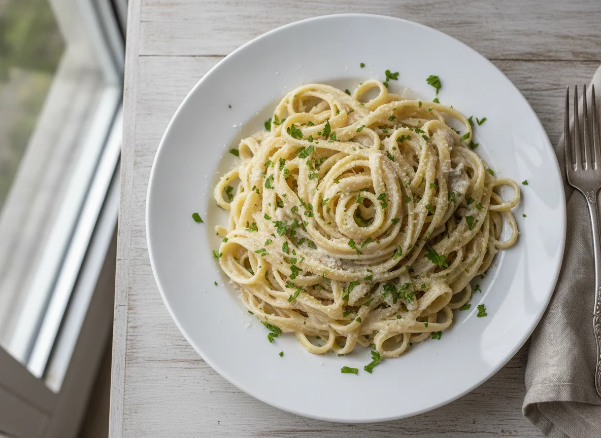 Fettuccine Alfredo with Parsley photo