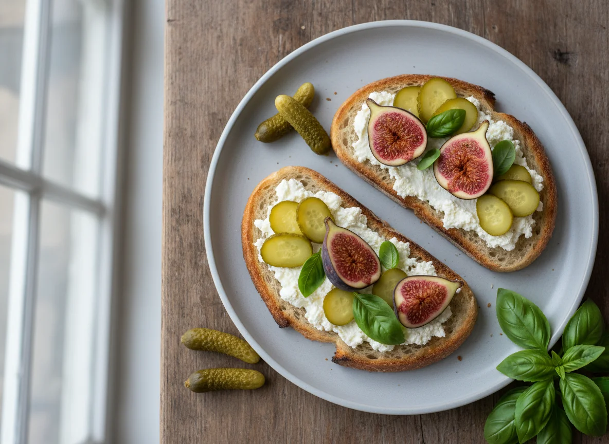 Fig and Ricotta Toast with Pickles photo