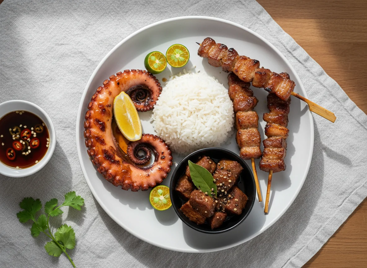 Filipino BBQ Platter with Rice photo