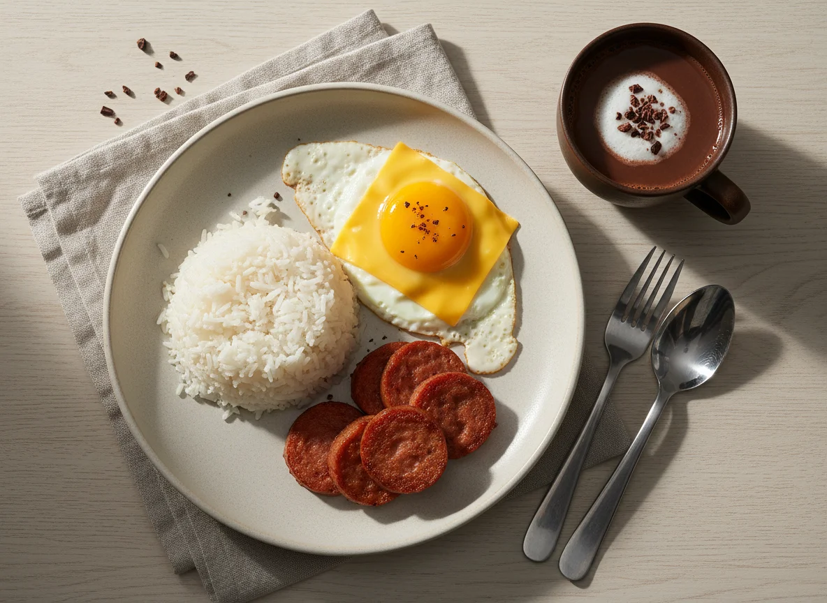 Filipino Breakfast with Hot Chocolate photo