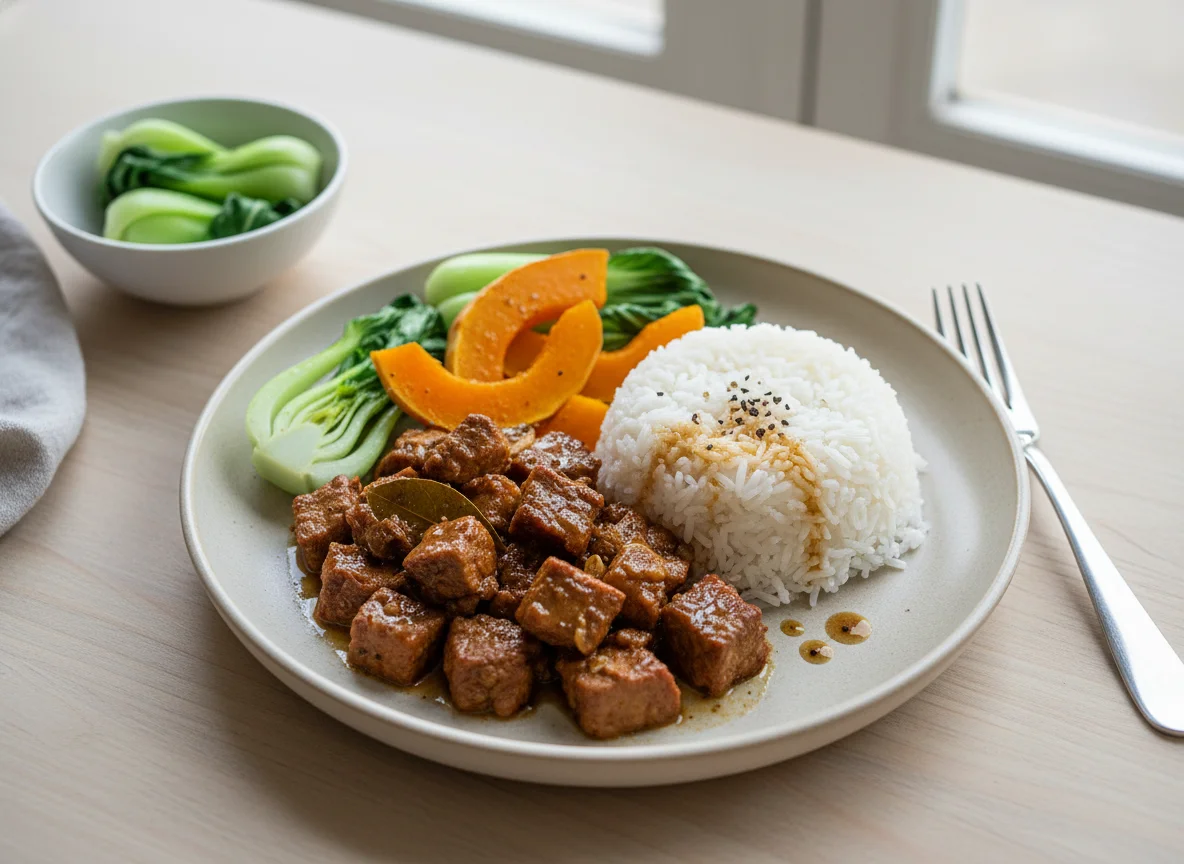Filipino-style Pork Stew with Rice and Vegetables photo