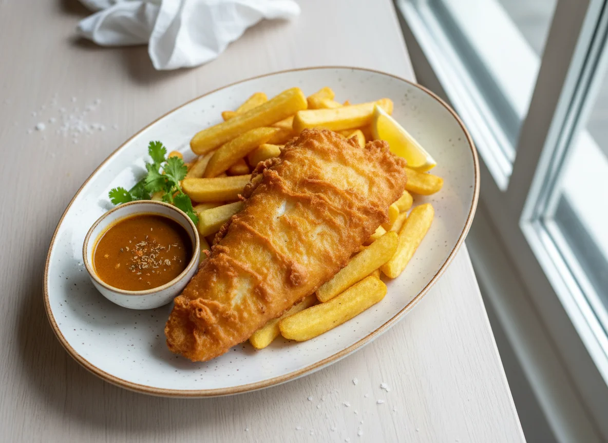 Fish and Chips with Curry Sauce photo