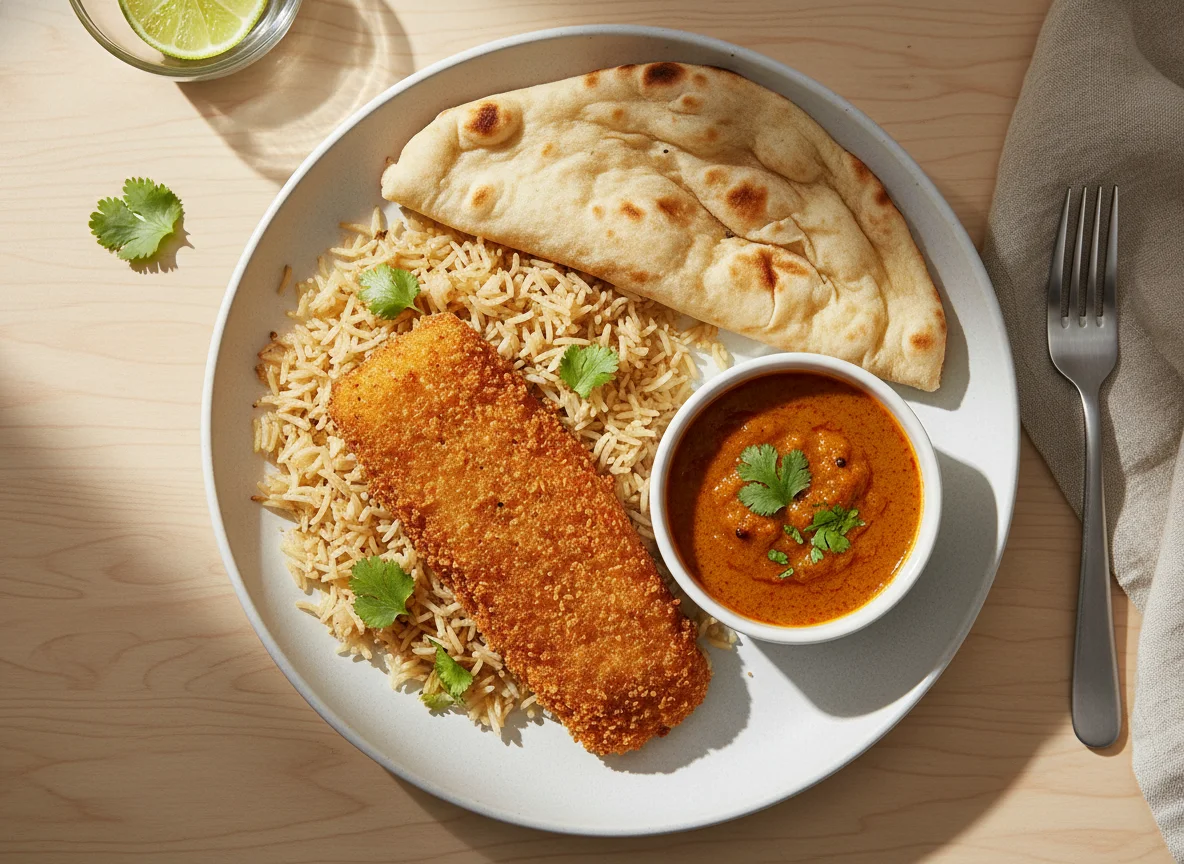 Fish and Rice with Naan photo