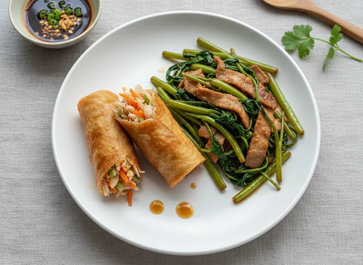 Fish Cake and Stir-fried Kangkong photo