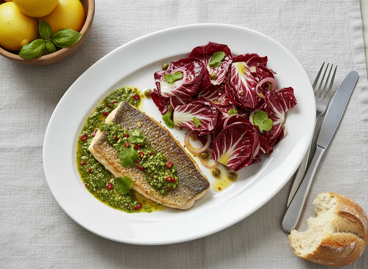 Fish Fillet with Radicchio Salad photo