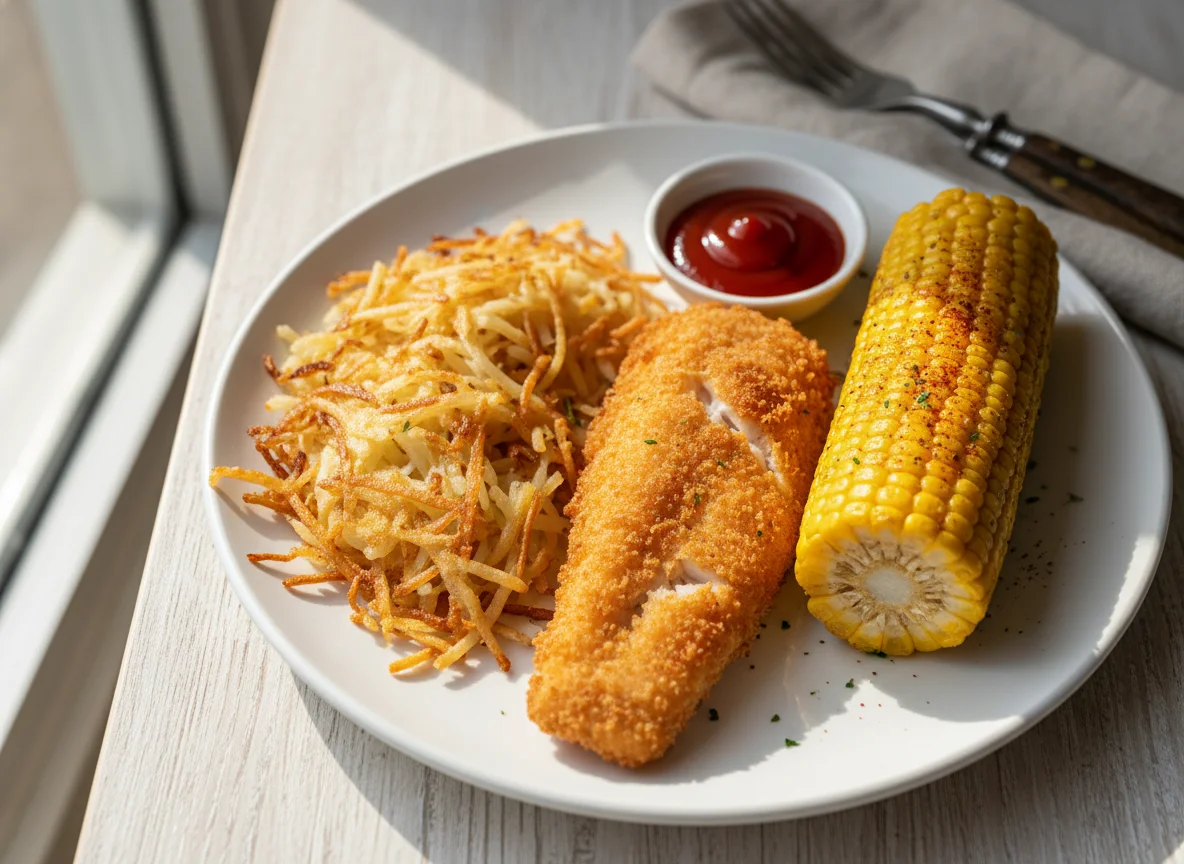 Fish, Hash Browns, and Corn Meal photo