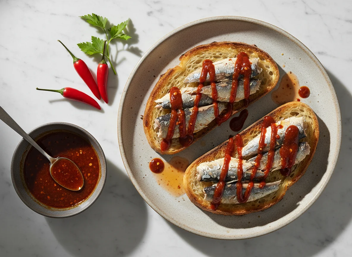 Fish on Toast with Hot Sauce photo