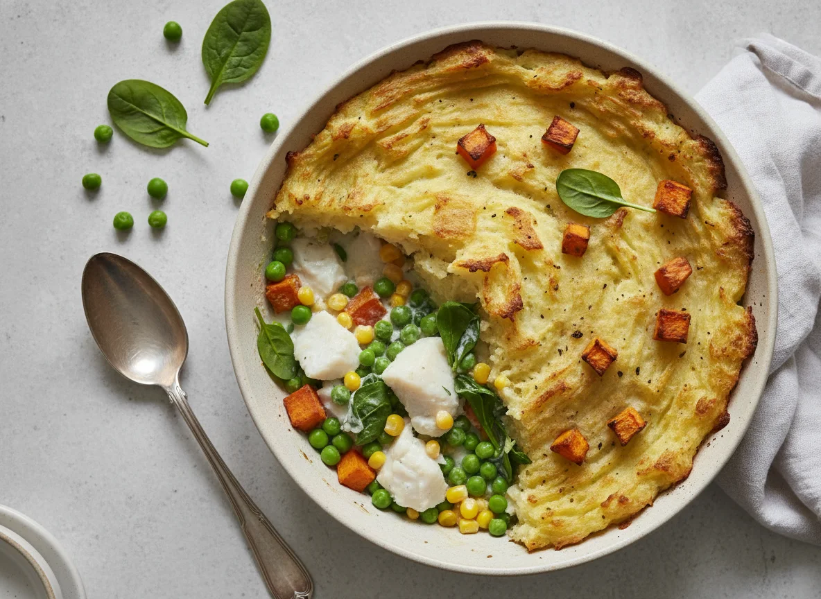 Fish Pie with Peas and Spinach photo