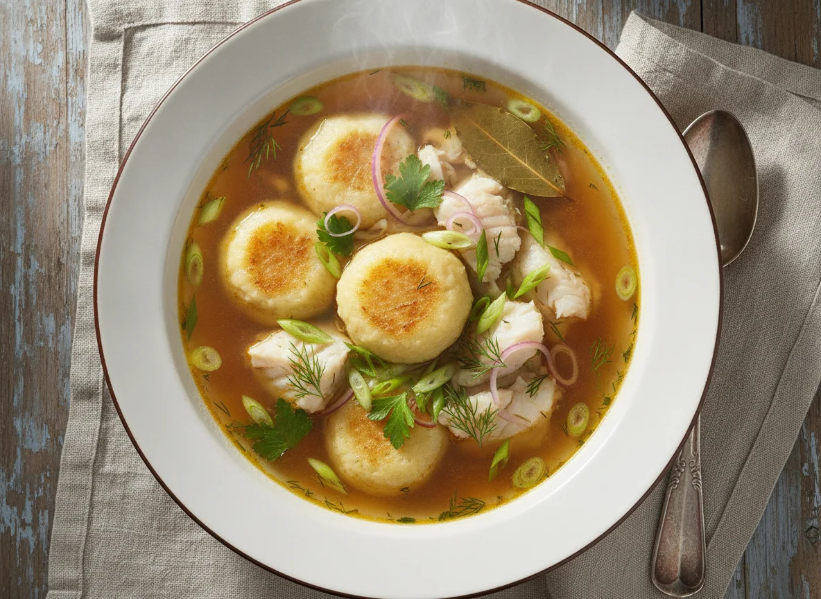 Fish soup with dumpling photo