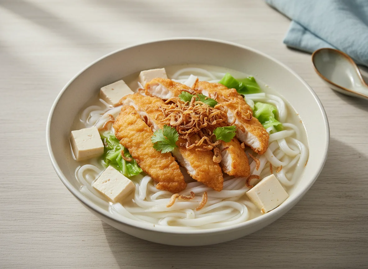 Fish Soup with Noodles and Tofu photo