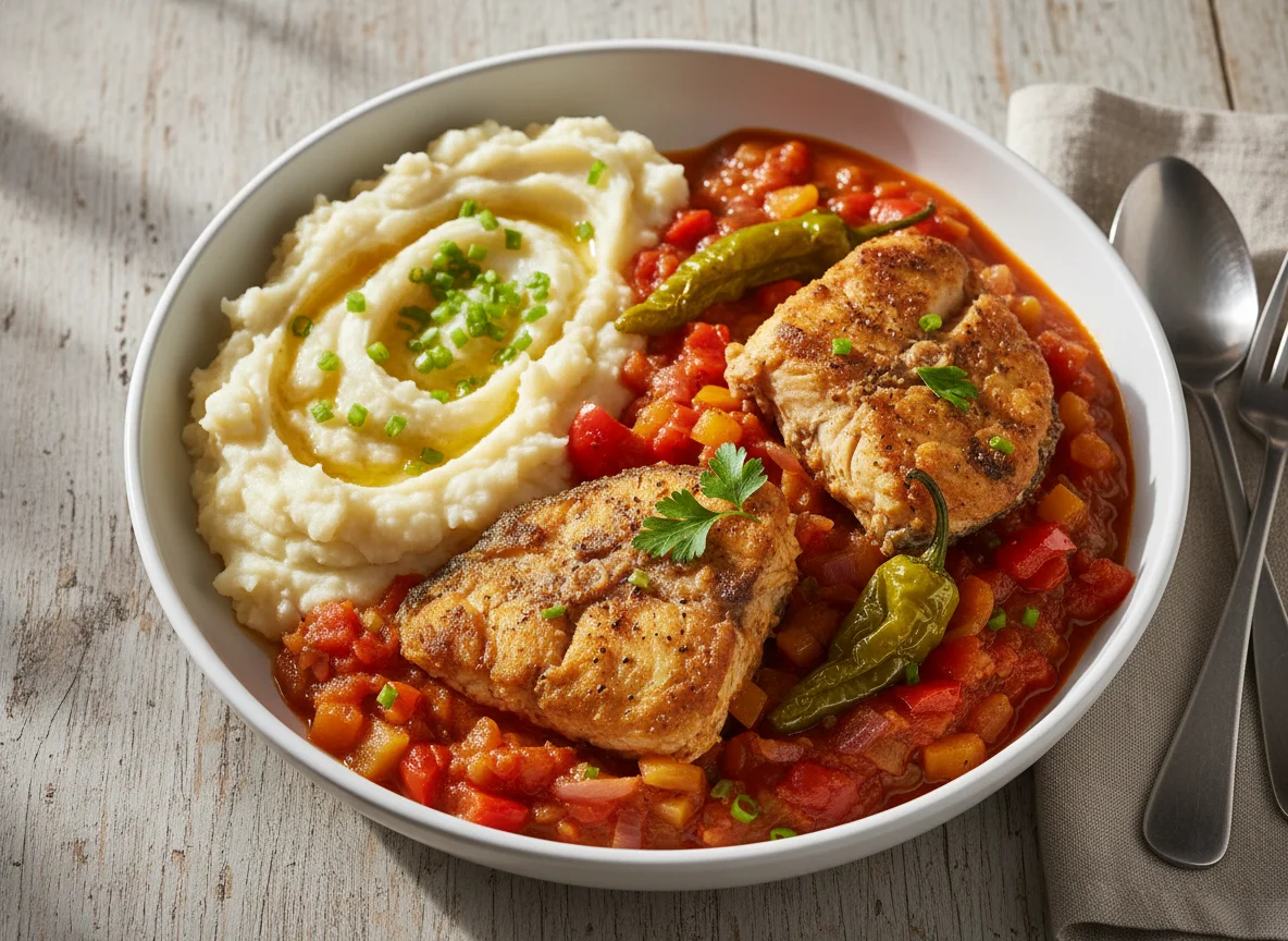 Fish Stew with Mashed Yam/Potatoes photo